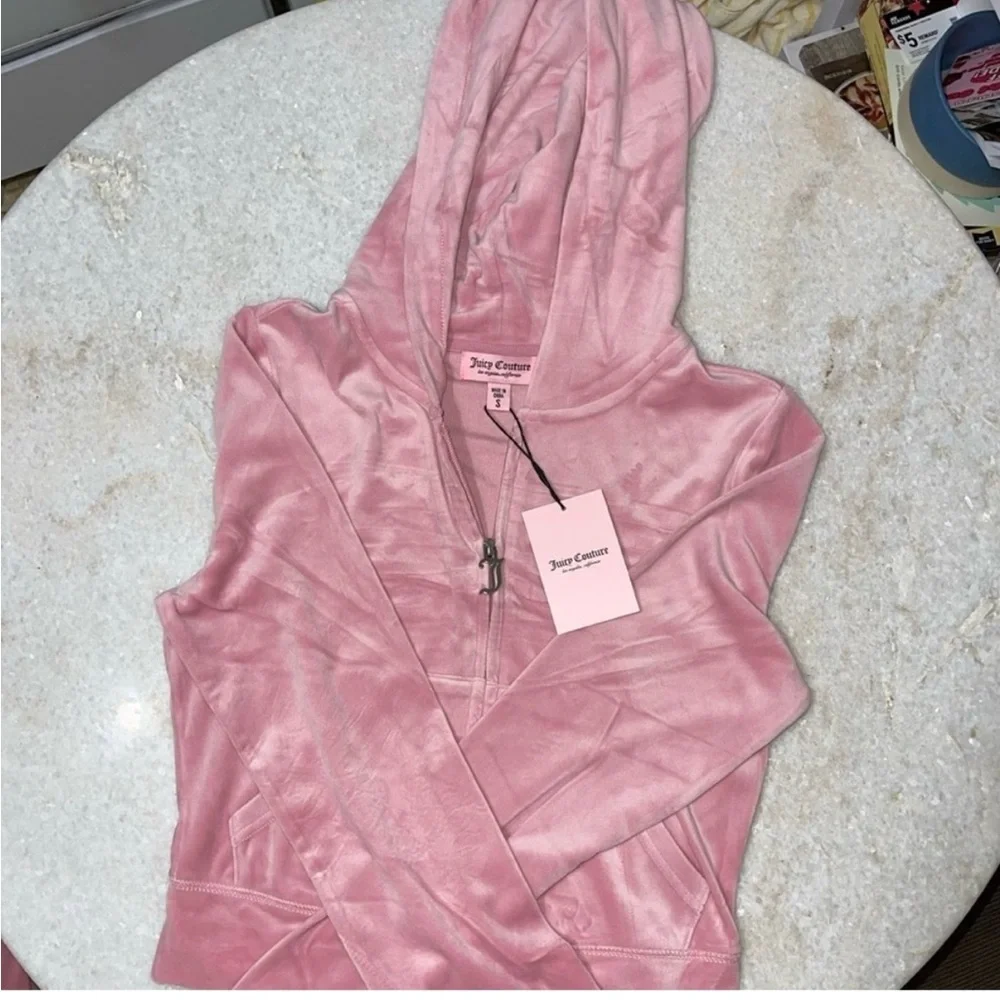 NEW! JUICY COUTURE Velour OG small Bling Tracksuit Set in pink